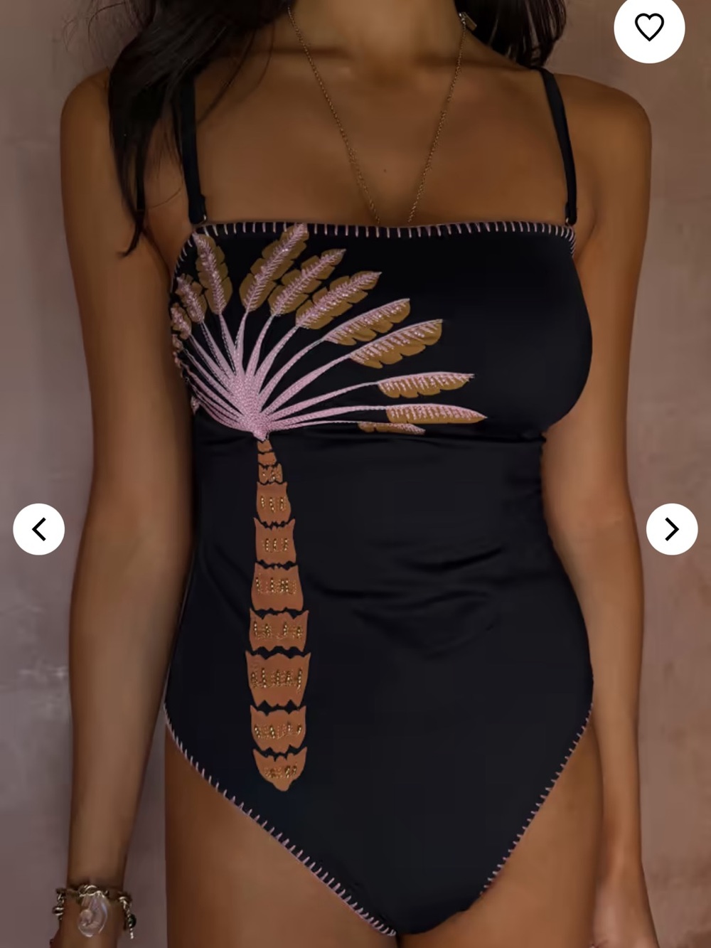 NWT NEVER WORN Never Fully Dressed Black One-Piece Swimsuit with Palm Motif